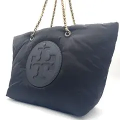 【極美品】トリーバーチ　エラ　トートバッグ　チェーン　ロゴ　ナイロン　黒　A4