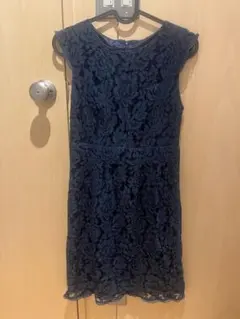 ネイビー レース ワンピース 巻きスカート付き 発表会 パーティードレス