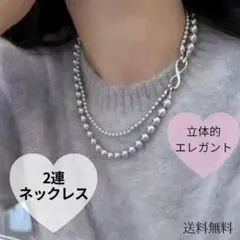 ネックレス　重ね付け　ギフト　パーティーアクセサリー　シルバーアクセ　2連　N