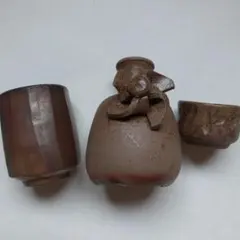 備前焼 見附文雄 徳利 お猪口 とっくり おちょこ 備前焼 見附文雄 徳利 お猪口 とっくり おちょこ 備前焼 見附