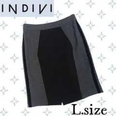 i8〚INDIVI インディビ〛モノトーンタイトウールスカート Lサイズ