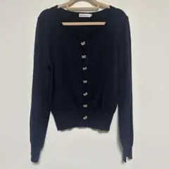 earth music&ecology リボンボタンネイビー長袖カーディガンM