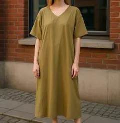 美品 ロペピクニック ロングワンピース 大きいサイズ(38) からし色 タック