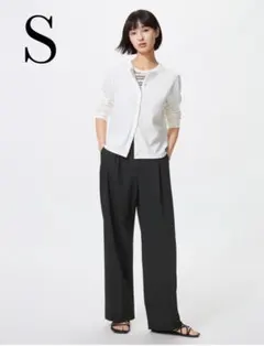 UNIQLO ユニクロ タックワイドパンツ ブラック S 裾上げあり 洗える