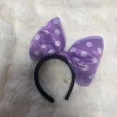 ミニーマウス 水玉カチューシャ 紫