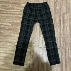 ブランシェス　黒とグレーのチェック柄長ズボン 裏起毛　120㎝
