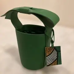 【美品】CLOUDY クラウディ　リボンハンドルバッグ　グリーン　緑