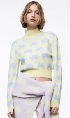 ZARA ザラ　タイトーコラボ　スペースインベーダーショート丈ニット