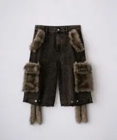 【最安値】ファーポケットデザインハーフデニムカーゴパンツ　Mサイズ　GRANCY