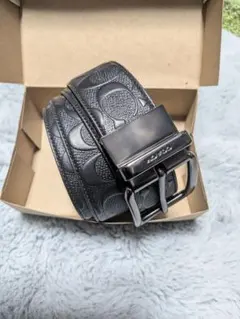 ペヤト様 COACH コーチ シグネチャー レザーベルト 黒 42 正規品 メン
