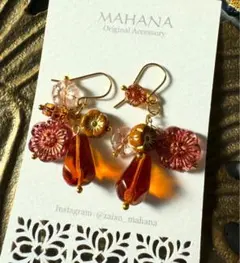 ハンドメイド フラワーモチーフ ピアス