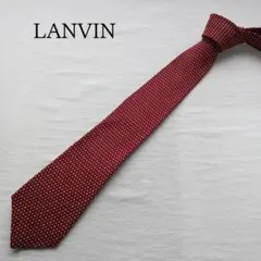 ランバン ネクタイ 赤 四角ドット柄 シルク 派手柄 明るい【n5529】