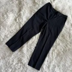 PLST プラステ パンツ ネイビー M クロップド丈 リネン 麻混 コットン