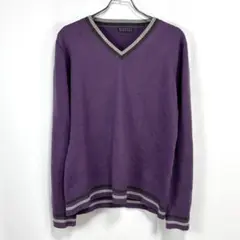 BARNEYS NEW YORK Vネックセーター ボーダーライン ウール XLのサムネイル