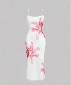【即日発送】 SHEIN 花柄 キャミソール ロングワンピース ホワイト ピンク