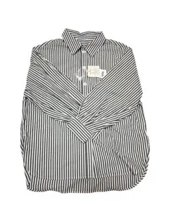 AZUL by MOUSSY ブラック/ホワイトストライプ 長袖シャツ S