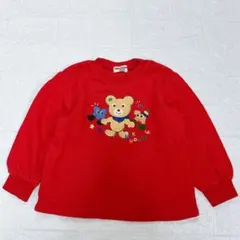 ミキハウス♦︎トレーナー 100 赤 プッチーくん ワッペン キッズ 長袖のサムネイル
