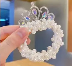 卒園式・卒業式・発表会に キッズ ティアラ風 パールヘアアクセ