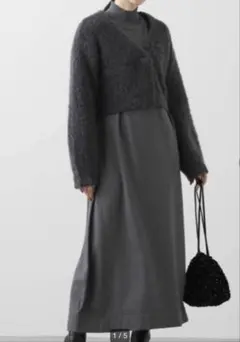 新品タグ付CLOCHE（クロッシェ）クロシェニットワンピースセット チャコール