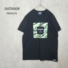 アウトドアプロダクツ【L】メンズプリントTシャツ　ブラック　コットン　a6098