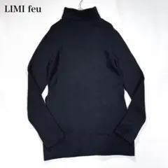 リミフゥ タートルネック ニット ウォッシャブル リブ ファインメリノウール