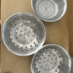レトロ　アルミ製 ざる 3個セット 花柄模様
