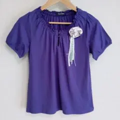 【新品未使用】イーストボーイ 半袖カットソー コサージュ 無地 紫