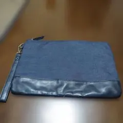 ネイビー デニム クラッチバッグ