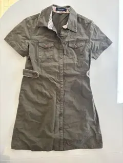 カーキ色　バーバリー　120cm 半袖シャツワンピース