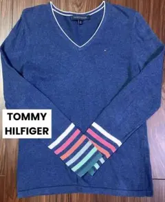 TOMMY HILFIGER 軽量 Vネック薄手ニット 綿100% レディースS