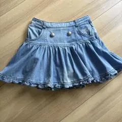 ☆*☆様 メゾピアノ　リボン ボタン付き　デニム フレアスカート　140 スカパ
