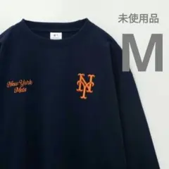 WBCセール【未使用品М】MLB◎メッツ◎千賀滉大◎刺繍ロゴ◎ロングT◎ネイビー