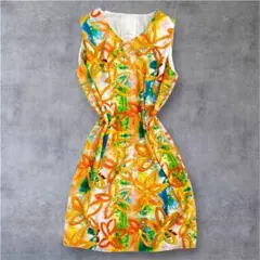 【希少】35周年 LOUNIE コラボ 花柄ワンピース 黄色 M 上品