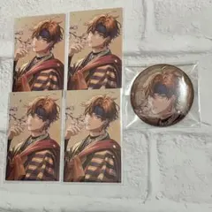 3SKM 2周年　缶バッジ　北見遊征　箔押し缶バッジ　チェキ風カード　和装　桜