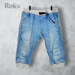【Rokx ロックス】　デニムハーフパンツ　ブルー　M メンズ　裾ゴムのサムネイル
