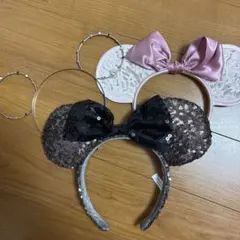 ディズニー　カチューシャ　3点セット　スパンコール　ビジュー　フリル　ミニー