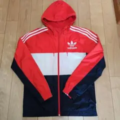 adidas ウィンドブレーカー 赤/白/青　M