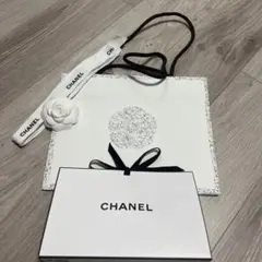 「CHANEL カメリア付き ギフトボックス リボン ショップ袋 セット」