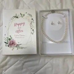 ラブティアラ１連パールネックレス、ピアスセット