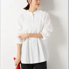 IENA バンドカラー ブザムシャツ 白 36 日本製 コットン ブラウス