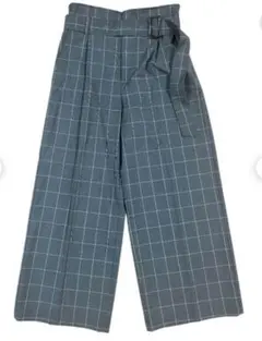 ‪【美品‪】en recre ワイドパンツ チェック柄 ベルト付き M