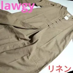 NEW・lawgy ラウジー・チャイナボタンワンピース・濃ベージュ　羽織・コートのサムネイル