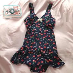 チェリー　ワンピース　水着　さくらんぼ　ポーチ付き　スイマー　リボンのサムネイル