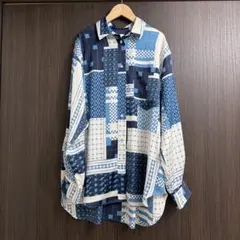 6 roku ROKU PATTERN BLOCK shirt ブルーのサムネイル