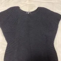 ユニクロリブ編みノースリーブトップス（ダークグレー/ブラック）