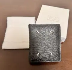 メゾンマルジェラ★二つ折り財布★グレイニーレザー★ブラック★コンパクトウォレット