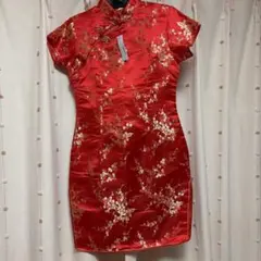 チャイナドレス 赤 花刺繍