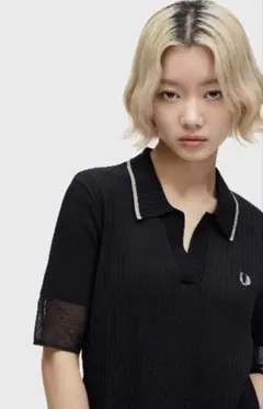 美品　FRED PERRY SHEER TRIM KNITTED DRESS