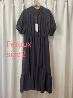 Feroux きれいめ パフスリーブ フレア ワンピース 2 レディース