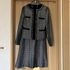 美品　アンタイトル　セレモニースーツ　ノーカラー　スカート　ツイード　サイズ2